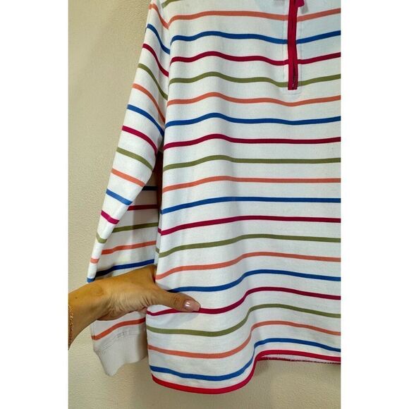 Woolovers Striped Organic Cotton Half Zip Sweatshirt Women's Crewneck Large - Picture 4 of 15
